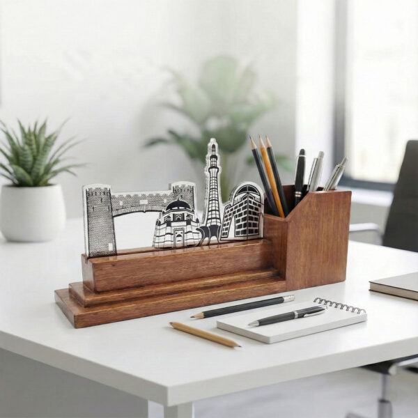 Wooden Desk Organizer - Pen Holder