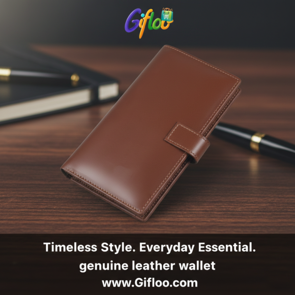 Leather Long Wallet Travelers Cheques Organizer with box