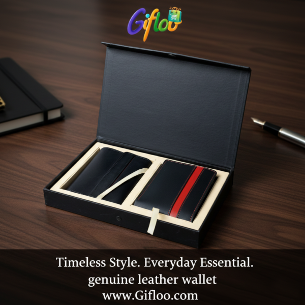 Genuine Leather Wallet 2 in Set with Box Premium