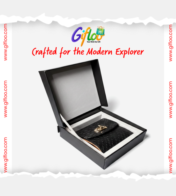 Genuine Leather Wallet black Unisex Premium Sneak Texture with box