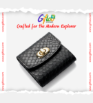 Genuine Leather Wallet black Unisex Premium Sneak Texture with box