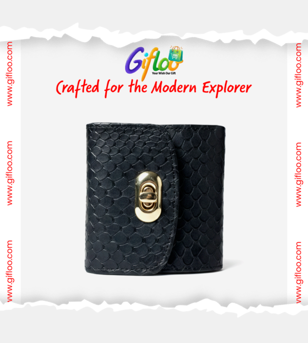 Genuine Leather Wallet black Unisex Premium Sneak Texture with box