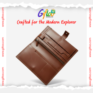 Leather Long Wallet Travelers Cheques Organizer with box