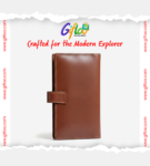 Leather Long Wallet Travelers Cheques Organizer with box