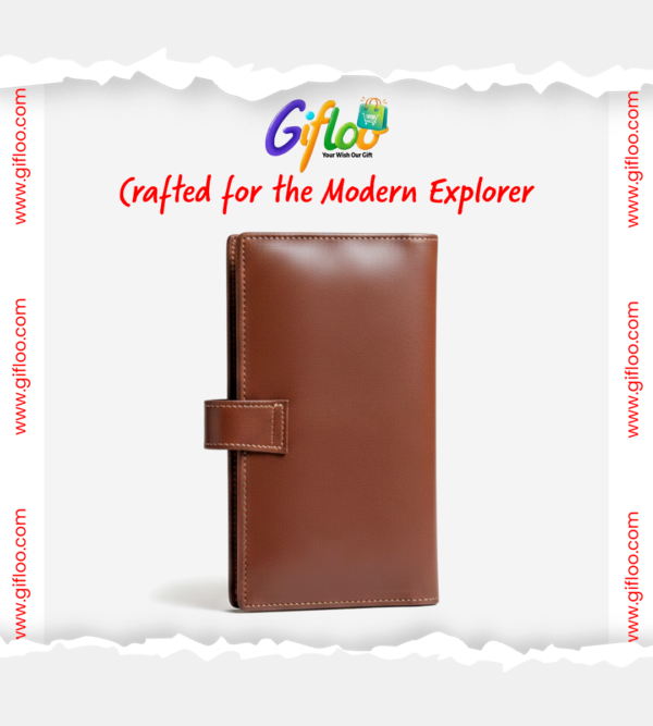 Leather Long Wallet Travelers Cheques Organizer with box