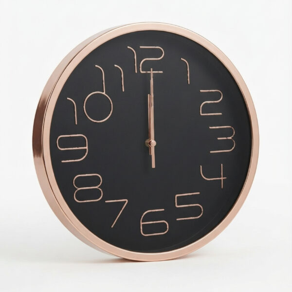 Modern Round Wall Clock Collection.  Silver, Rose Gold & Gold